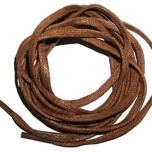 2 Cigar Brown flat Waxed BOOT LACES 48" inches Long x 1/4" 4 5 eyelets shoe boot